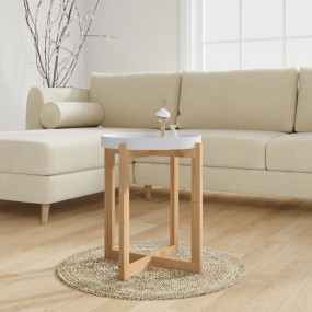 Coffee Table White Engineered wood Small Durable Coffee...