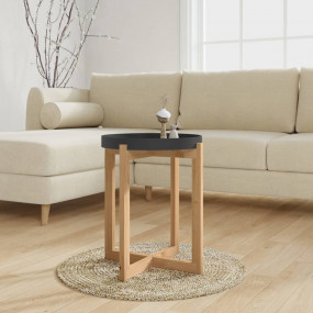 Coffee Table Black Engineered wood, Solid pine wood Sma...
