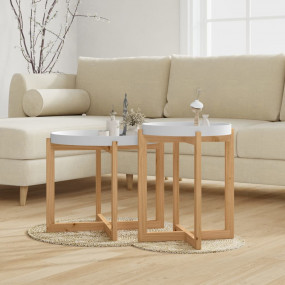 Coffee Table White Engineered wood, Solid pine wood Sma...