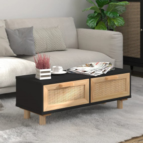 Coffee Table Black Engineered wood, Solid pine wood, Na...
