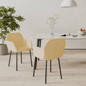 Dining Chair Set of 2 Cream Velvet (100% polyester), me...