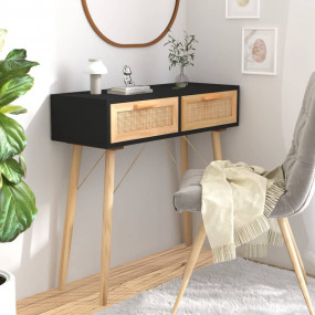 Console Table Black Engineered wood, Solid Pine wood, N...