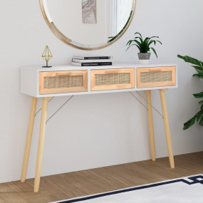 Console Table White Engineered wood, solid pine wood, n...