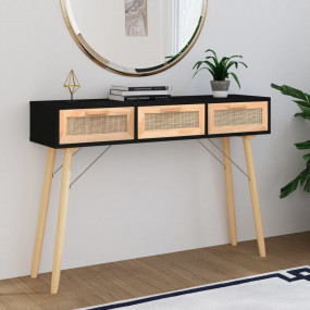 Console Table Black Engineered wood Console Table Recta...