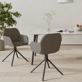 Swivel Dining Chair Set of 2 Dark Grey Velvet, Metal, P...