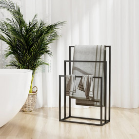 Towel Rack Black Iron Medium Towel Rack Rectangular Mod...