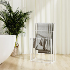 Towel Rack White Iron Medium Towel Rack Rectangular Mod...