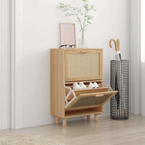 Shoe Cabinet Brown Engineered wood, solid pine wood, na...