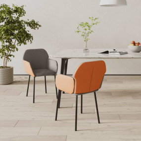 Dining Chair Set of 2 Dark grey and brown