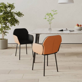 Dining Chair Set of 2 Black and Brown