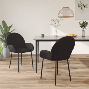 Dining Chair Set of 2 Black Faux leather, metal, plywoo...