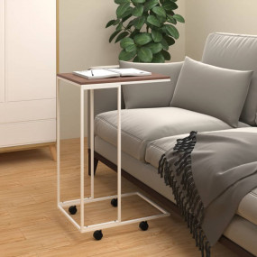 Side Table White and Brown Engineered wood, iron Small ...