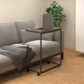 Side Table Black and Brown Engineered wood and iron