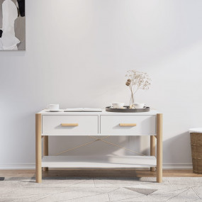 Coffee Table White Engineered wood, solid pine wood, me...