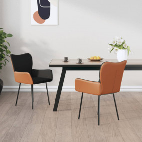 Dining Chair Set of 2 Black and brown