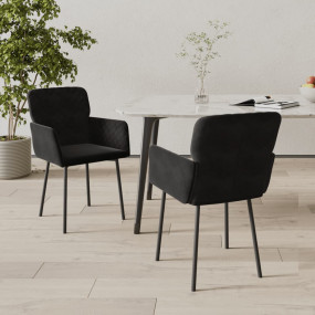 Dining Chair Set of 2 Black Velvet (100% polyester), me...