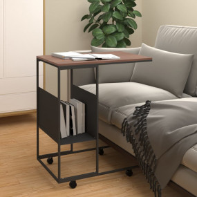Side Table Black and Brown Engineered wood and iron Sta...