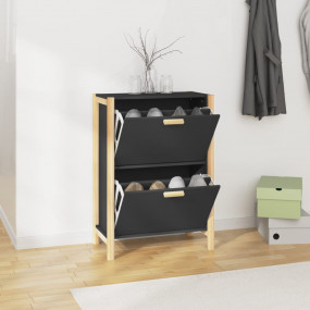 Shoe Cabinet Black Engineered wood, solid pine Small Sh...