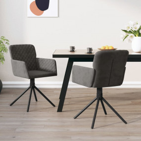 Swivel Dining Chair Set of 2 Dark Grey