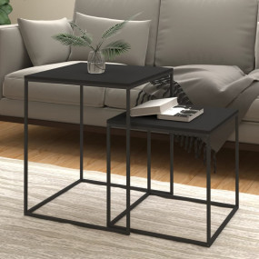 Coffee Table Set Set of 2 Black Engineered wood, Iron 2...