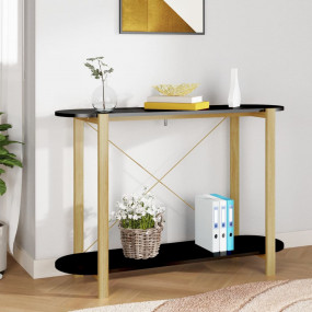 Console Table Black Engineered wood, Solid pine wood, M...