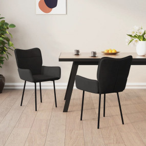 Dining Chair Set of 2 Black Velvet (100% polyester), me...