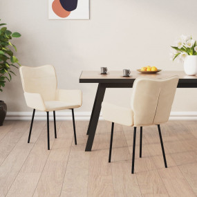 Dining Chair Set of 2 Cream Velvet (100% polyester), me...