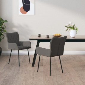 Dining Chair Set of 2 Dark Grey Polyester, Metal, Plywo...