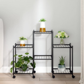 Flower Stand Black Iron Medium Rollable Flower Stand