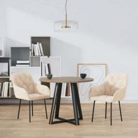 Dining Chair Set of 2 Cream Velvet (100% polyester), me...