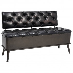 Storage Bench Black Faux Leather, Metal, Engineered Woo...