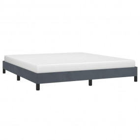 Bed Frame Dark Gray Velvet, Plywood, Engineered Wood