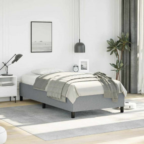 Bed Frame Light Gray Polyester, Plywood, Engineered Woo...