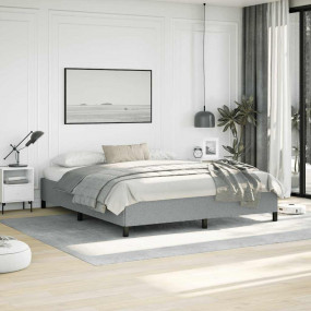 Bed Frame Light Gray 100% Polyester, Plywood, Engineere...