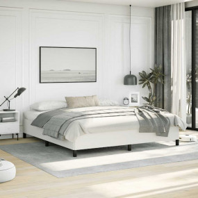 Bed Frame White Faux leather, plywood, engineered wood ...