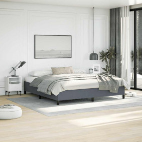 Bed Frame Dark grey Velvet (100% polyester), plywood, e...