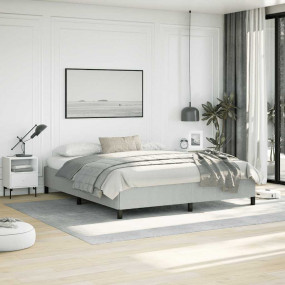Bed Frame Light Gray Velvet, Plywood, Engineered Wood