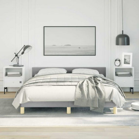 Bed Frame With Headboard Light Grey Polyester Queen