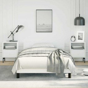 Bed Frame With Headboard White Faux leather, plywood, e...