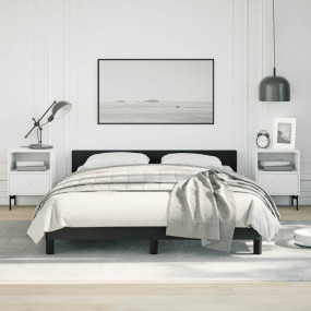 Bed Frame With Headboard Black Faux leather, plywood, e...