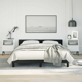 Bed Frame With Headboard Black Faux leather, plywood, e...