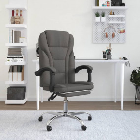Reclining Office Chair Dark Gray 100% polyester, Metal,...