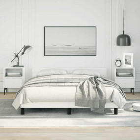 Bed Frame With Headboard White Faux Leather Queen Bed F...