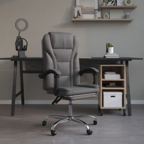 Reclining Office Chair Grey Faux leather, metal, plywoo...