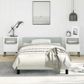 Bed Frame With Headboard Light grey Velvet, Plywood, En...