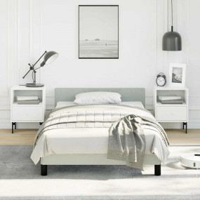 Bed Frame With Headboard Light Grey Velvet, Plywood, En...