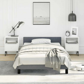 Bed Frame With Headboard Dark Grey Velvet, Plywood, Eng...