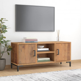 TV Cabinet Brown Solid Pine Wood 43.3 in TV Cabinet Rec...