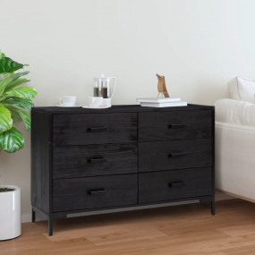 Sideboard Black Solid pine wood, engineered wood, metal...