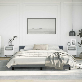 Bed Frame With Headboard Dark Grey Velvet California Ki...